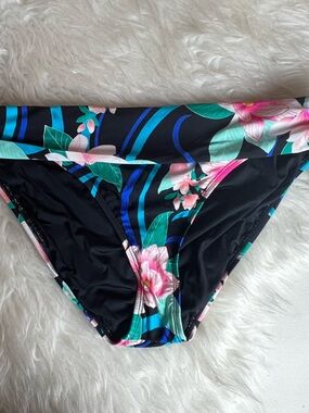La Blanca Bikini Bottoms with Teal and Pink Floral Print